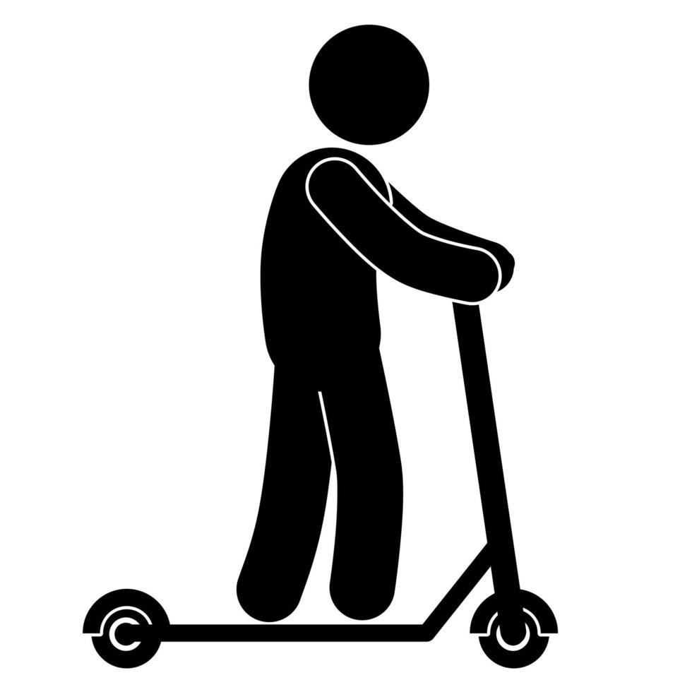 illustrazione di un' persona equitazione un elettrico scooter. vettore