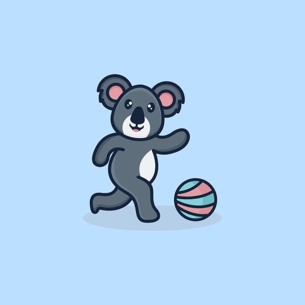carino koala giocare palla logo vettore