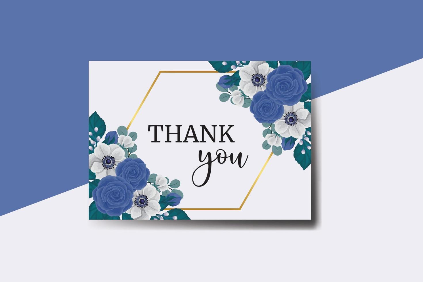 grazie voi carta saluto carta blu rosa fiore design modello vettore