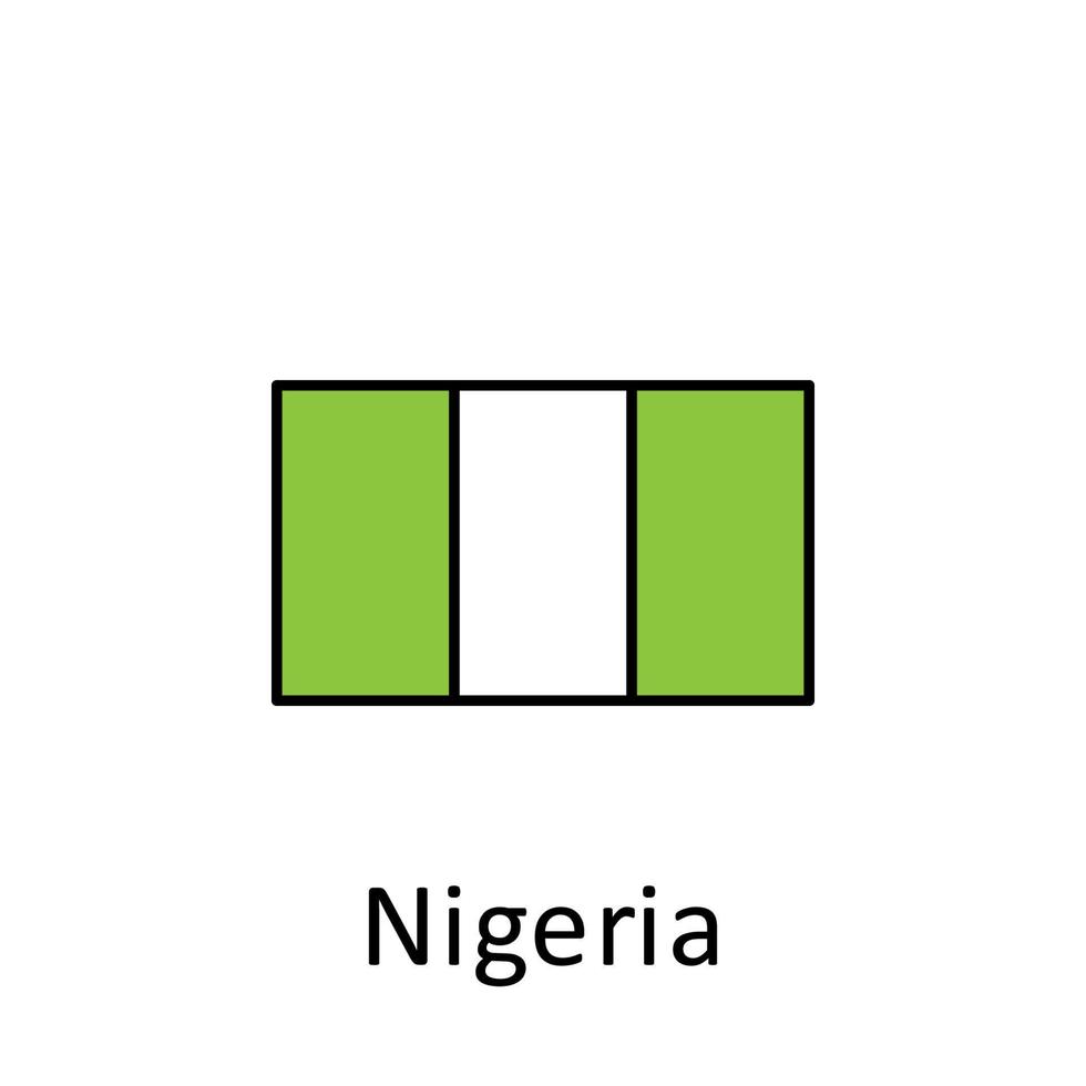 nazionale bandiera di Nigeria nel semplice colori con nome vettore icona illustrazione