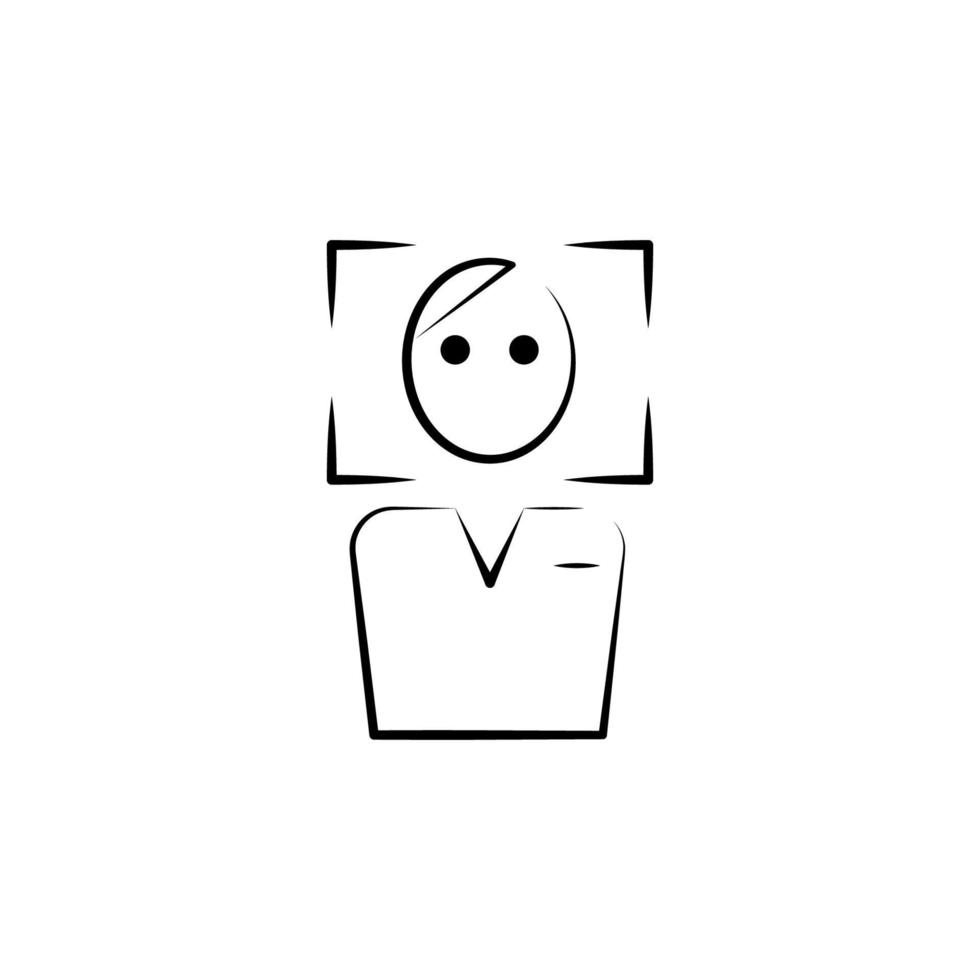uomo nel foto telaio outine logo stile vettore icona illustrazione