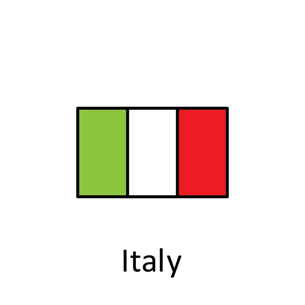 nazionale bandiera di Italia nel semplice colori con nome vettore icona illustrazione