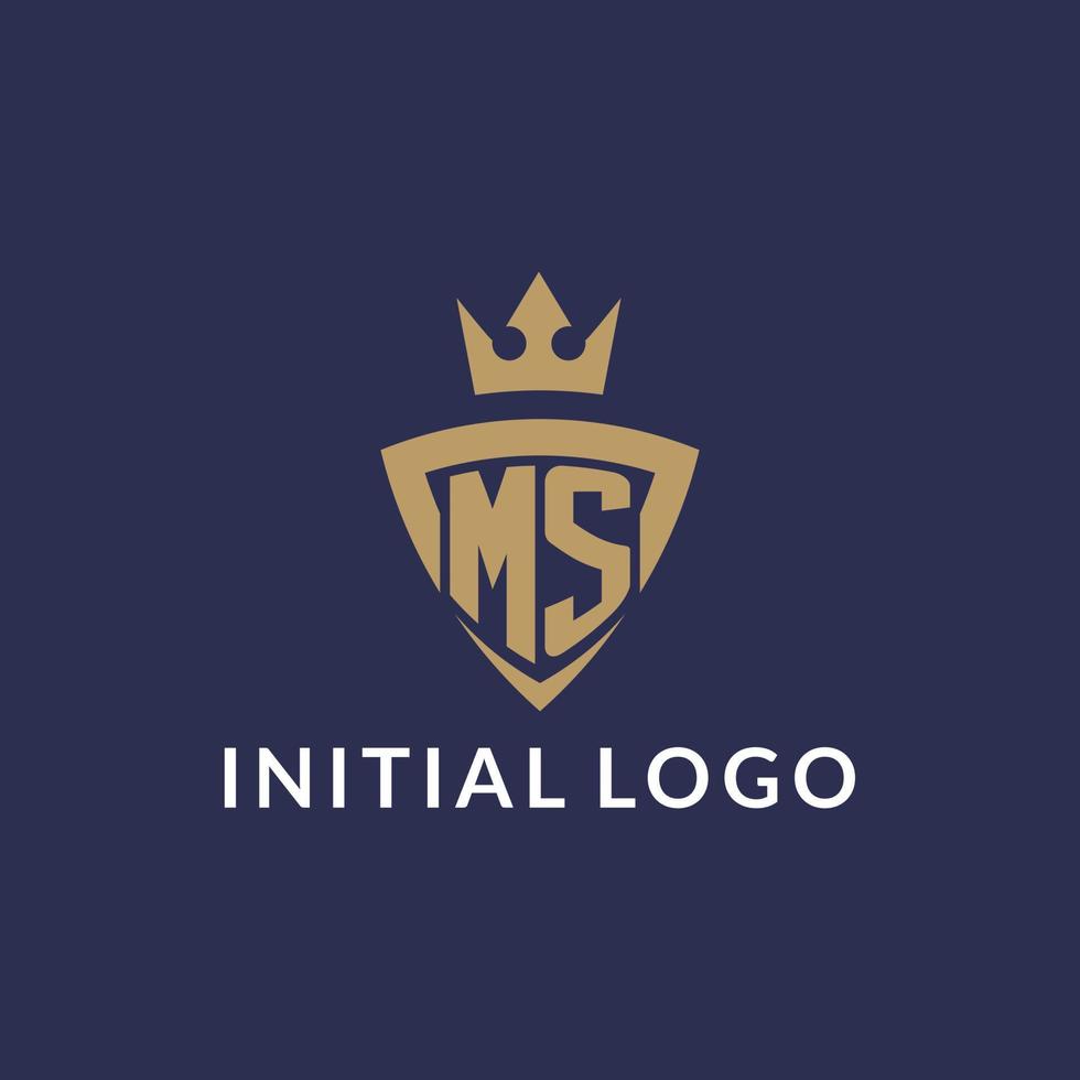 SM logo con scudo e corona, monogramma iniziale logo stile vettore