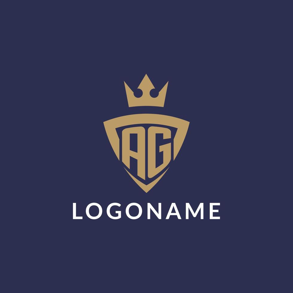 ag logo con scudo e corona, monogramma iniziale logo stile vettore