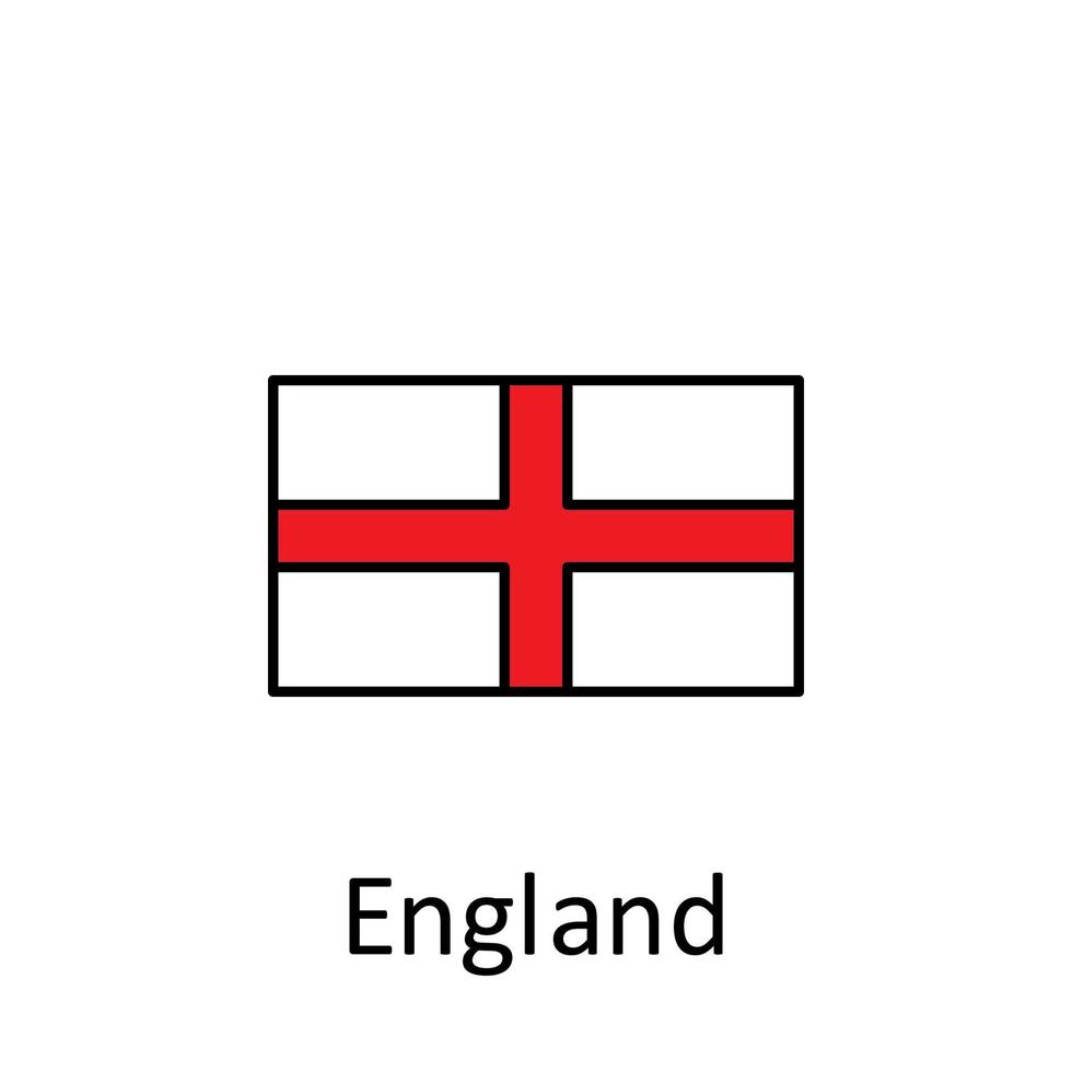 nazionale bandiera di Inghilterra nel semplice colori con nome vettore icona illustrazione