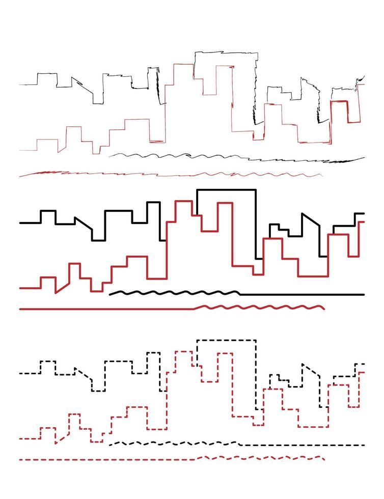 città fuga handdraw e linea vettore icona illustrazione