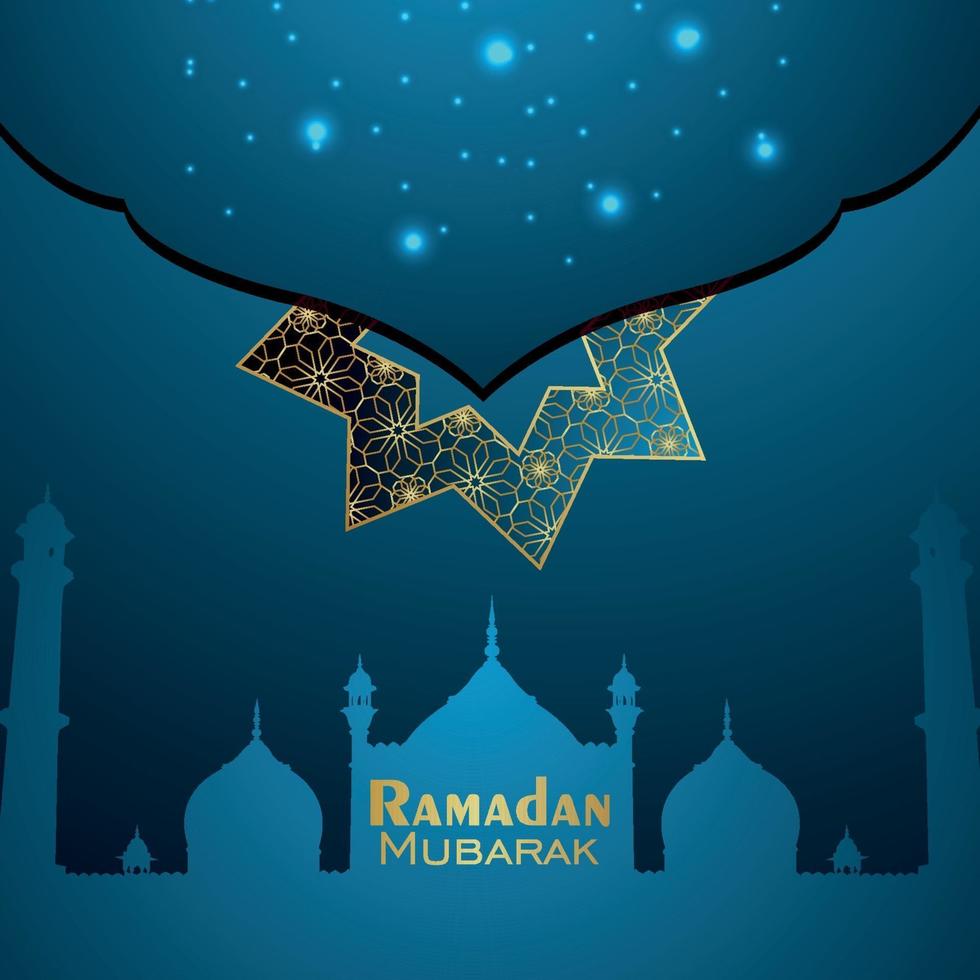 festival islamico della cartolina d'auguri dell'invito del ramadan kareem con il fondo del modello vettore