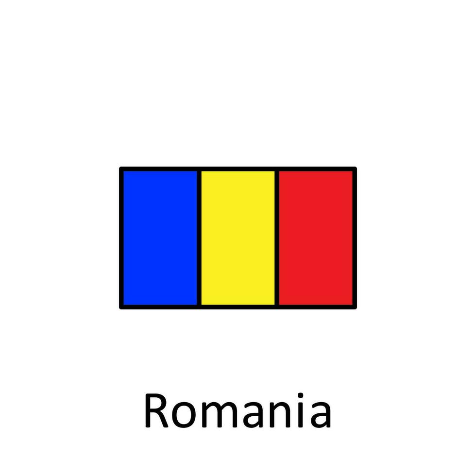 nazionale bandiera di Romania nel semplice colori con nome vettore icona illustrazione