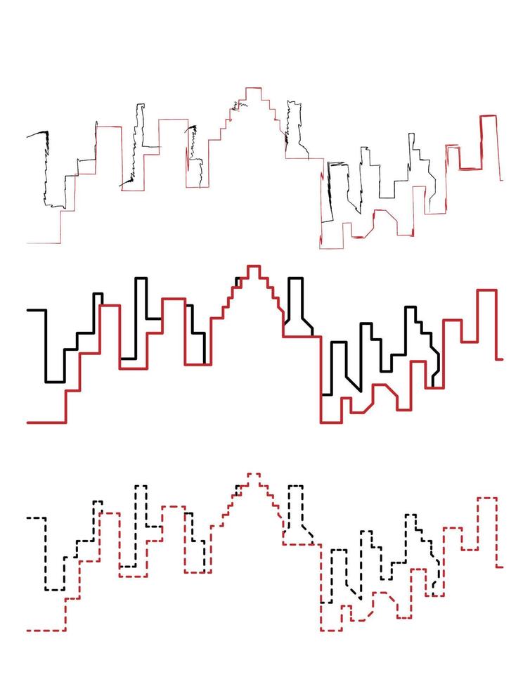 città fuga handdraw e linea vettore icona illustrazione