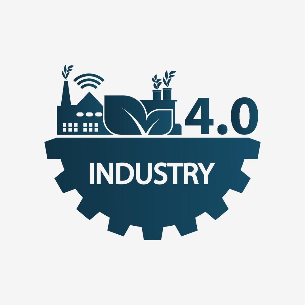 icona di industria 4.0, fabbrica di logo, concetto di tecnologia. illustrazione di vettore