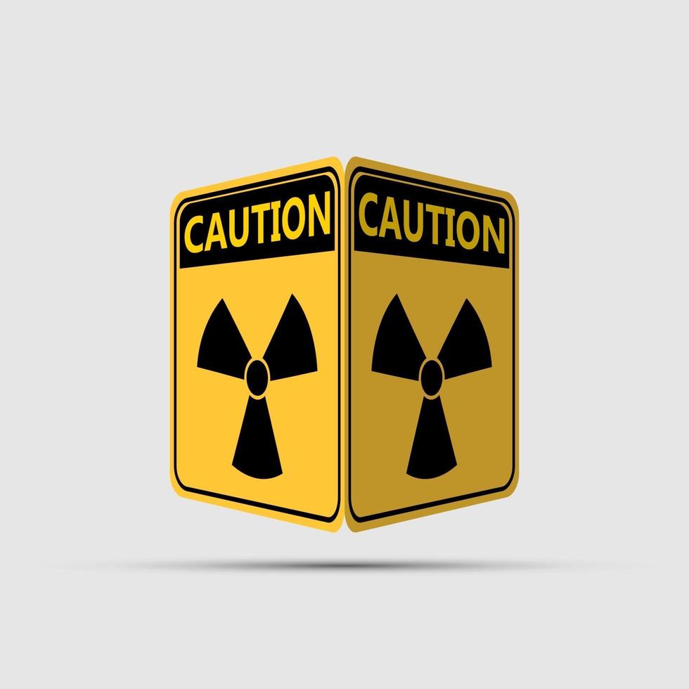 avvertimento giallo del pericolo, icona di radiazioni simbolo bifacciale, illustrazione vettoriale