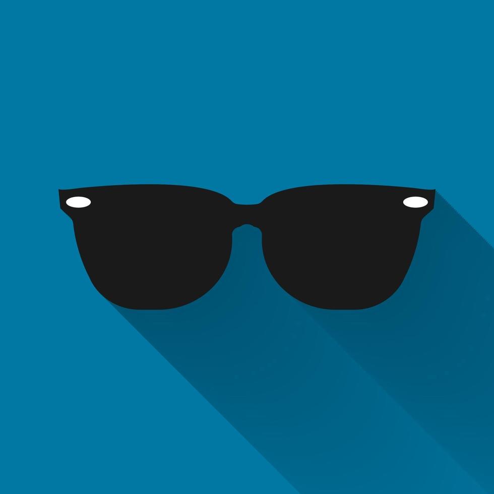occhiali da sole icona nera con lunga ombra nera, design semplice style.vector illustrazione vettore