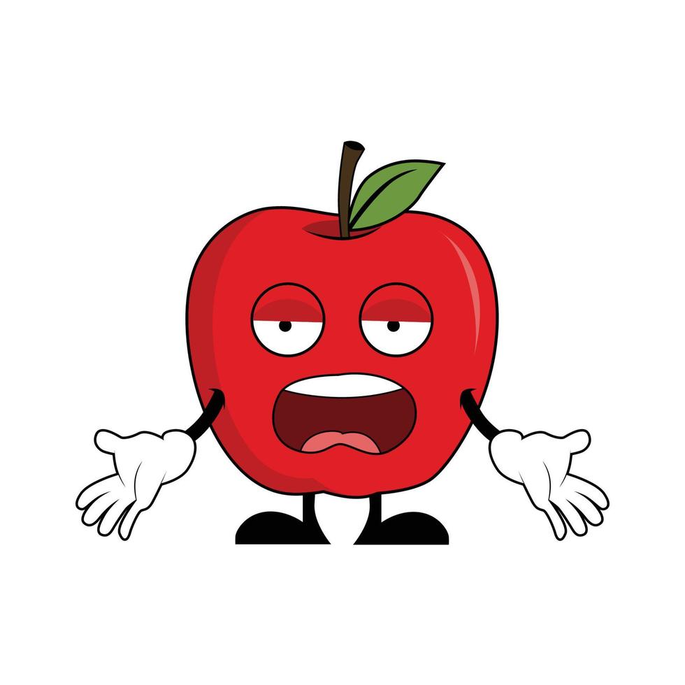 arrabbiato Mela frutta cartone animato carattere. adatto per manifesto, striscione, ragnatela, icona, mascotte, sfondo vettore
