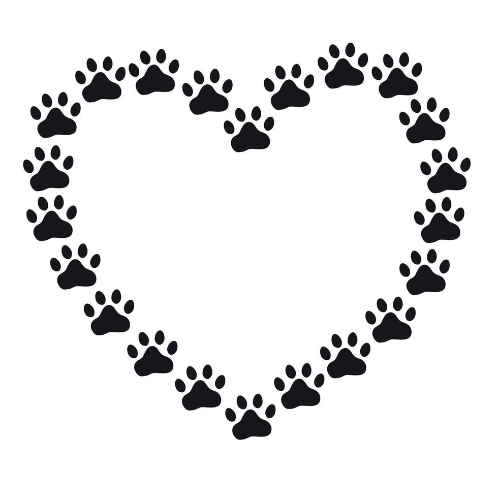 cuore a partire dal zampe. tracce di cani o gatti. vettore silhouette di un' cuore. il concetto di amore per animali