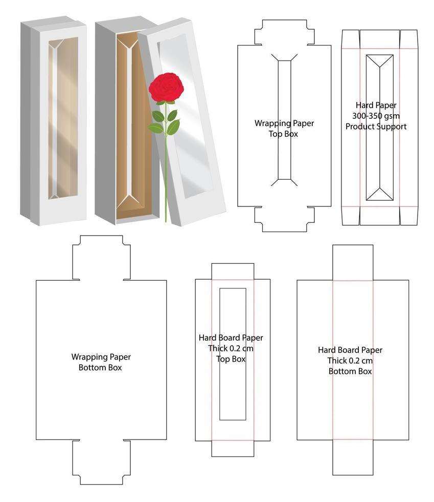disegno del modello fustellato di imballaggio della scatola. Modello 3d vettore