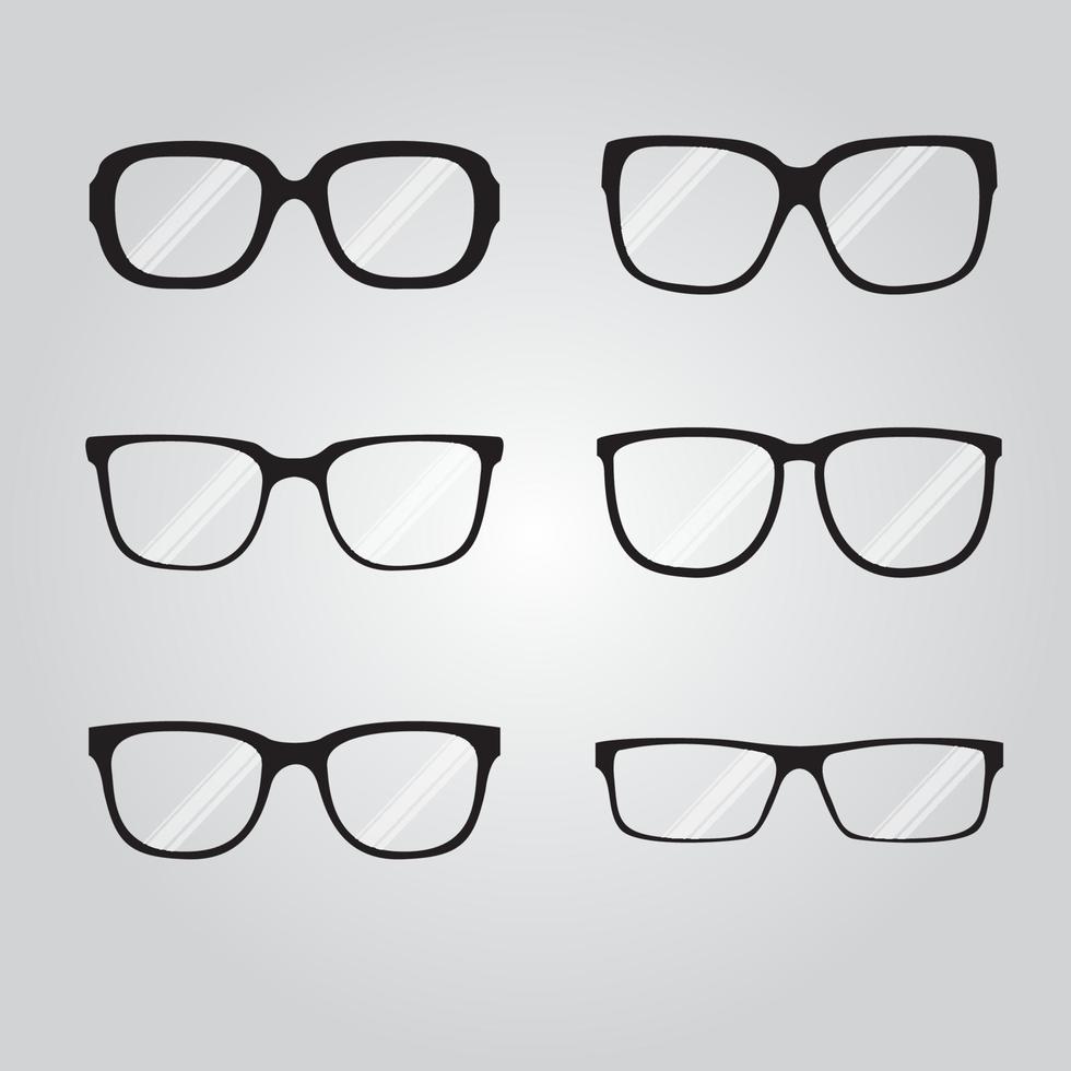 set di diversi occhiali da vista neri vettore