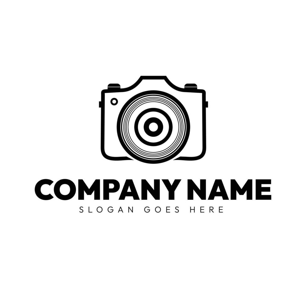 creativo e minimo nero e bianca telecamera logo disegno, studio, fotografia logo illustrazione vettore