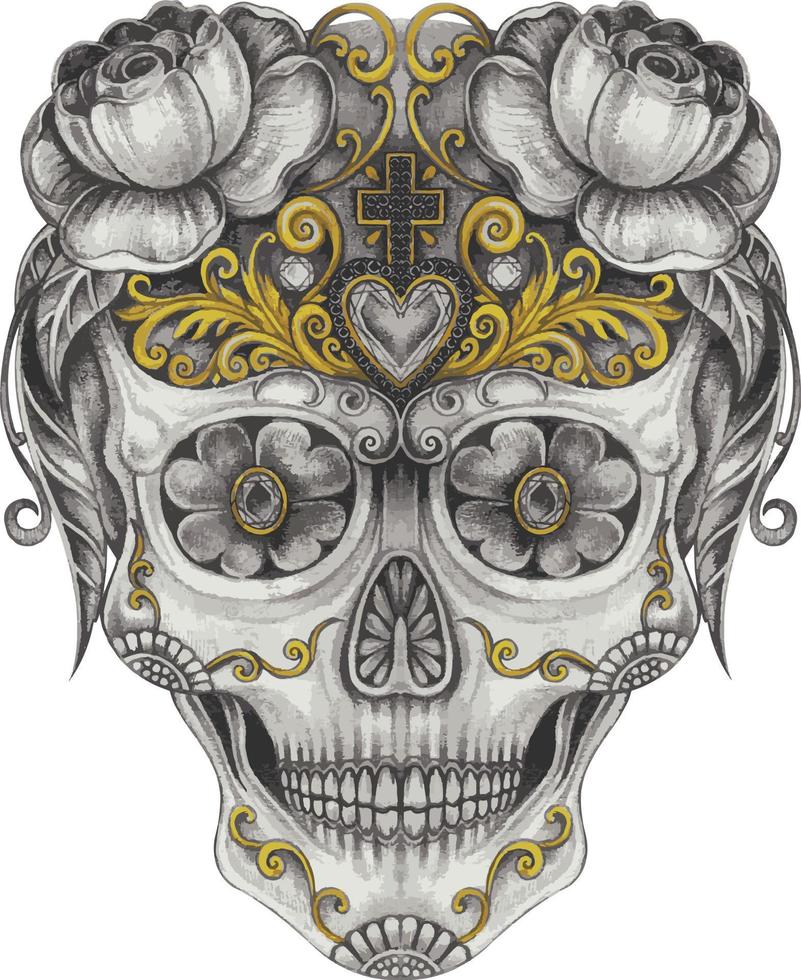 arte fantasia cranio giorno di il morto. mano disegno e rendere grafico vettore. vettore
