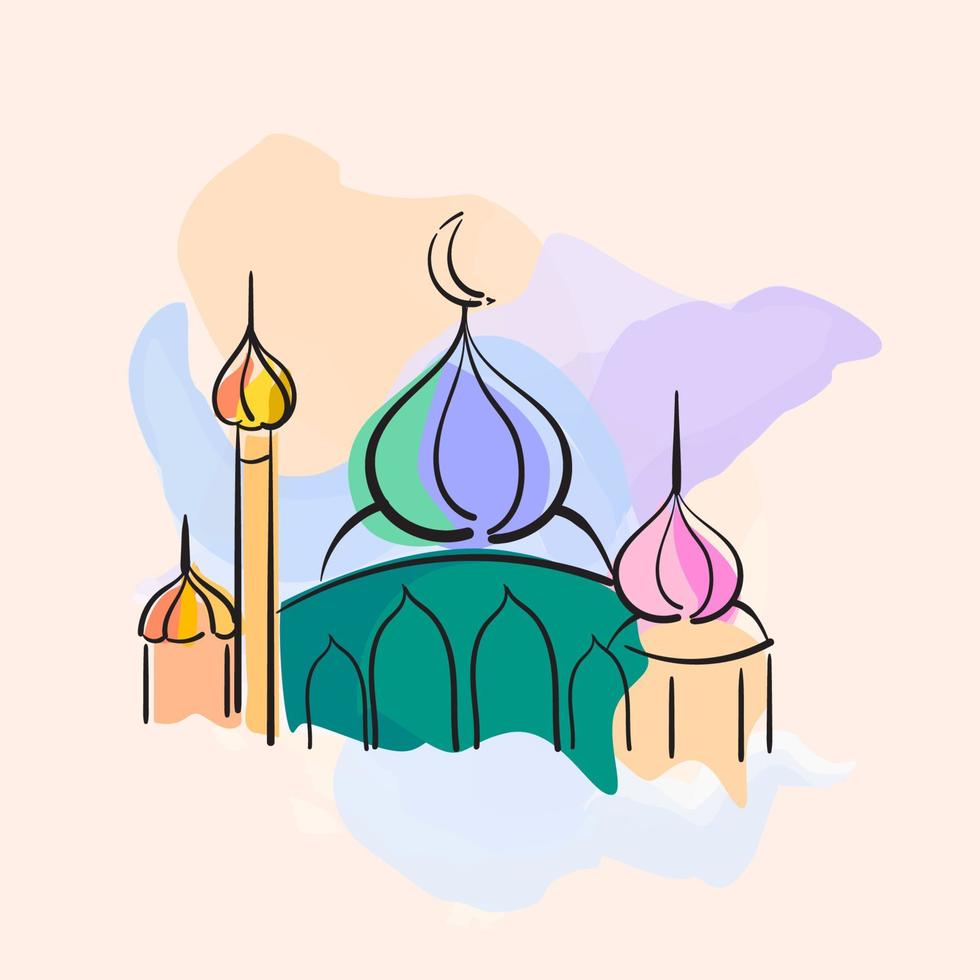 islamico moschea vettore arte acquerello spazzola