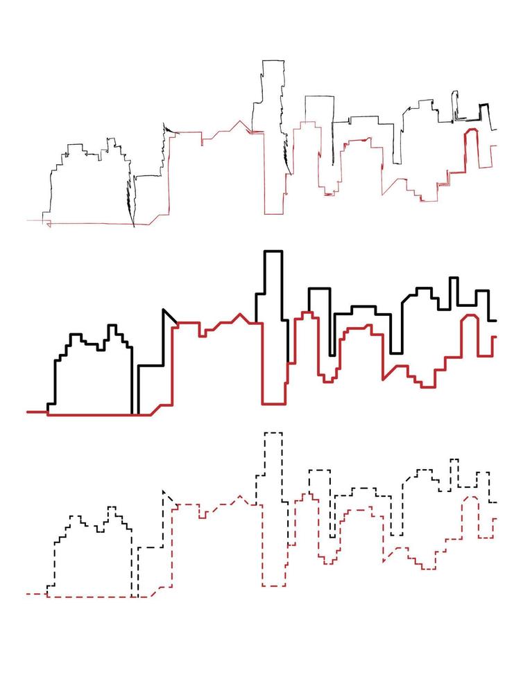 città fuga handdraw e linea vettore icona illustrazione