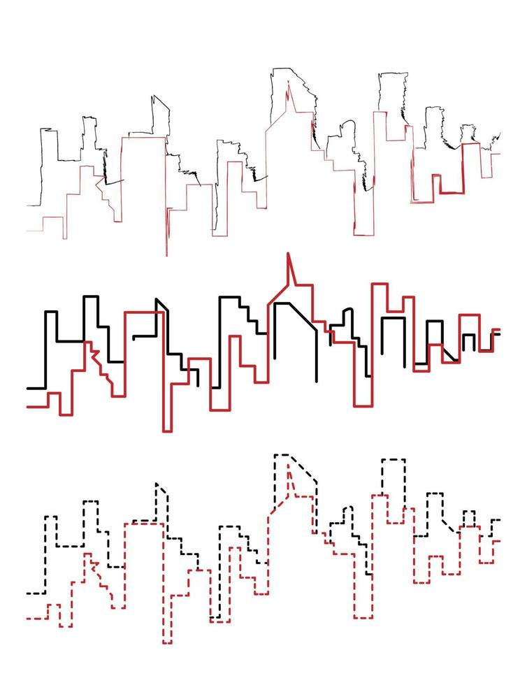 città fuga handdraw e linea vettore icona illustrazione