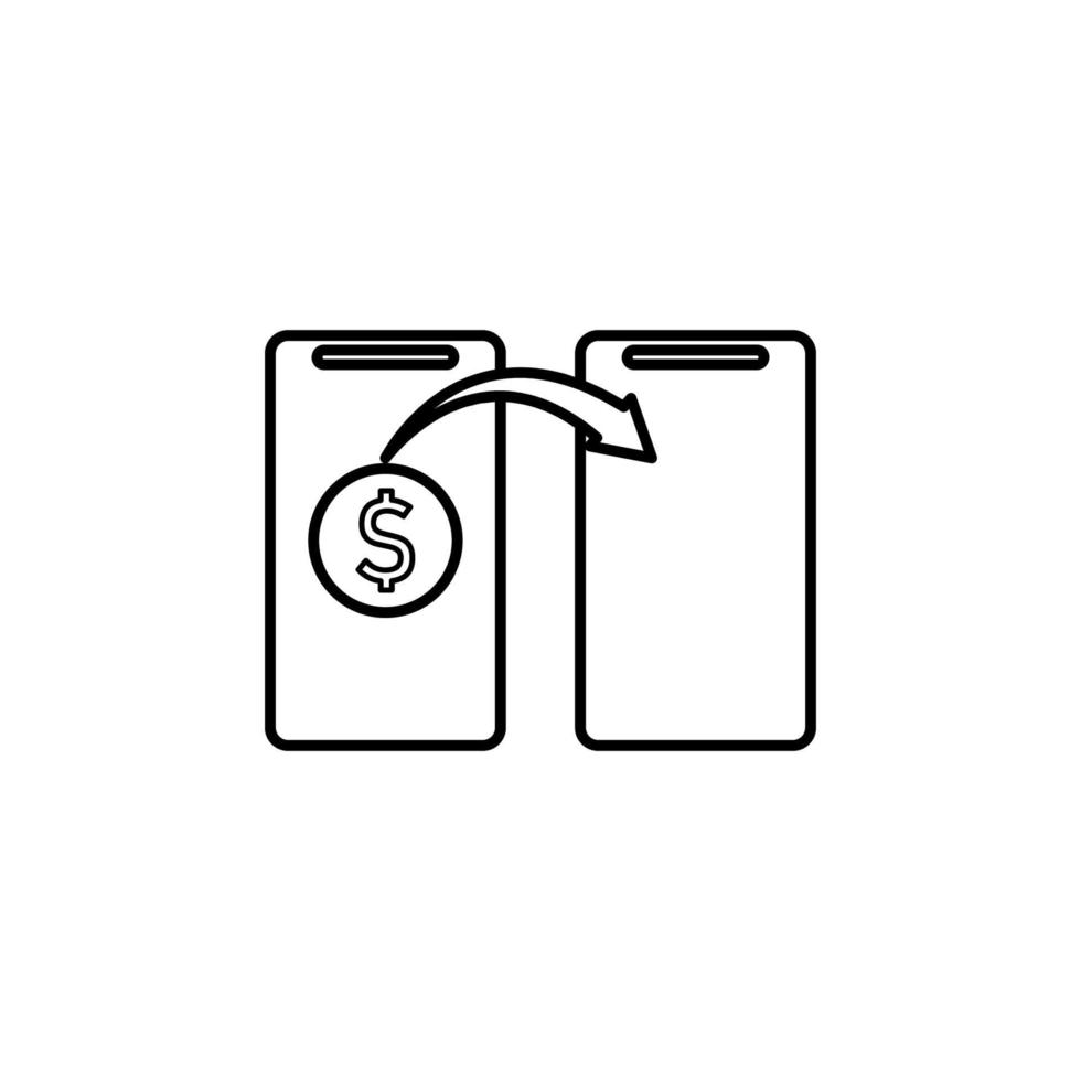 i soldi trasferimento mobile bancario vettore icona illustrazione