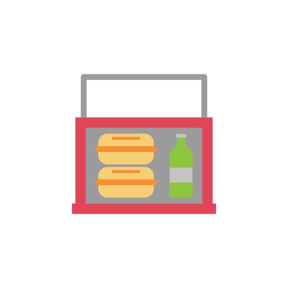 Borsa, bottiglia, cibo, termo colore vettore icona illustrazione