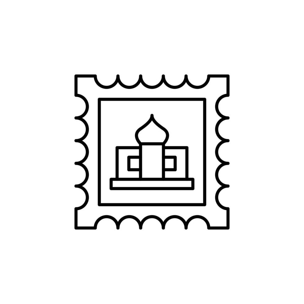 francobollo, viaggiare, moschea vettore icona illustrazione