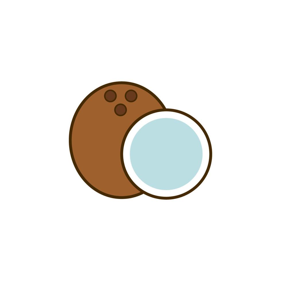 Noce di cocco colorato vettore icona illustrazione