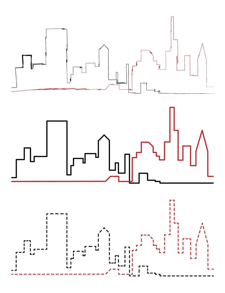 città fuga handdraw e linea vettore icona illustrazione