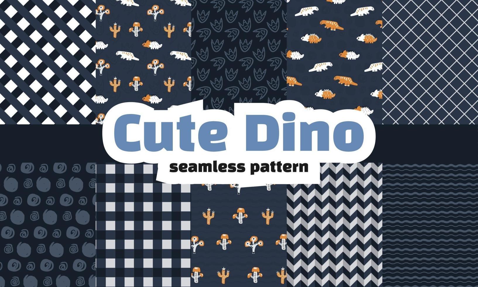 collezione di dinosauri seamless pattern. vettore premium