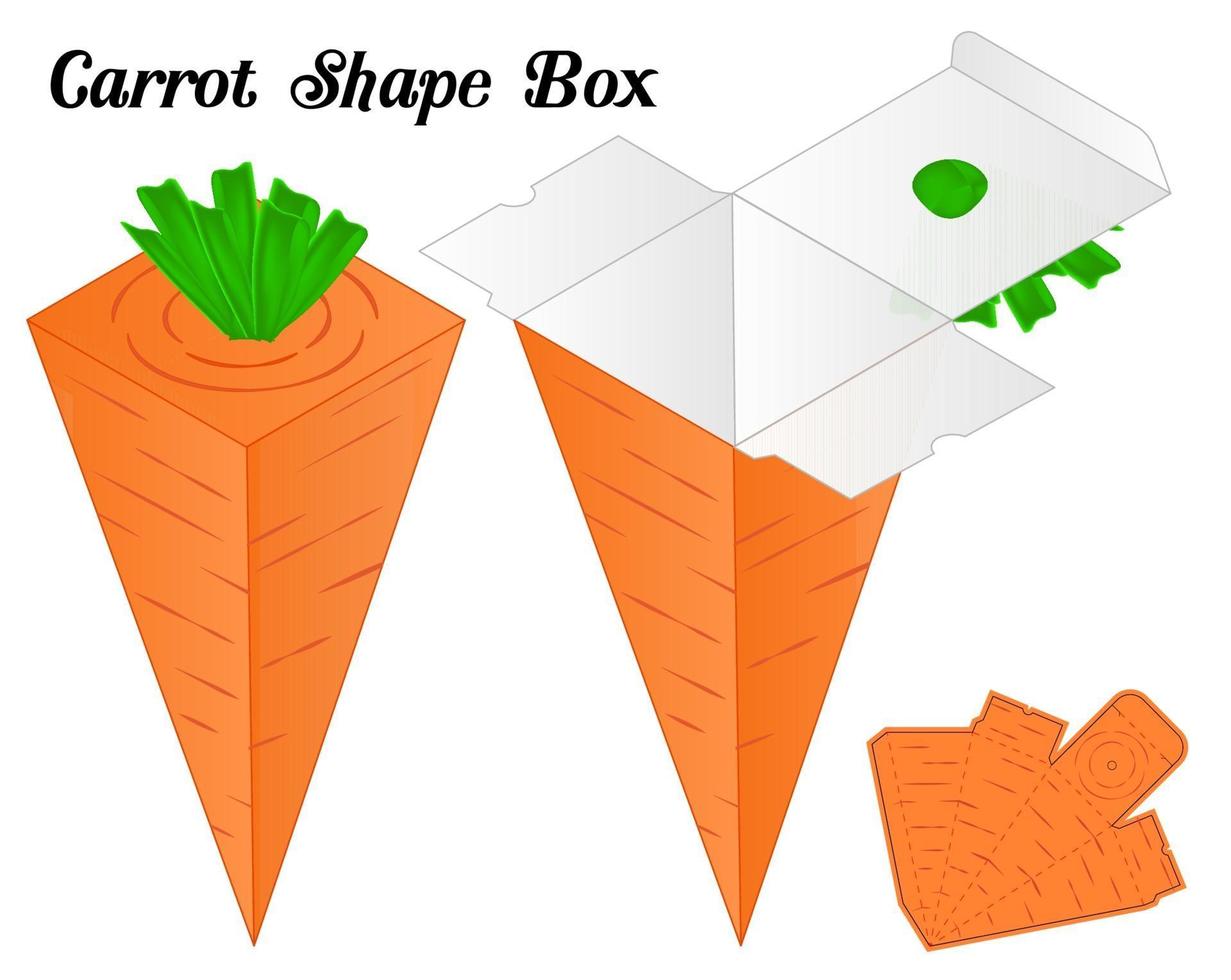 disegno del modello fustellato di imballaggio della scatola di carote. vettore