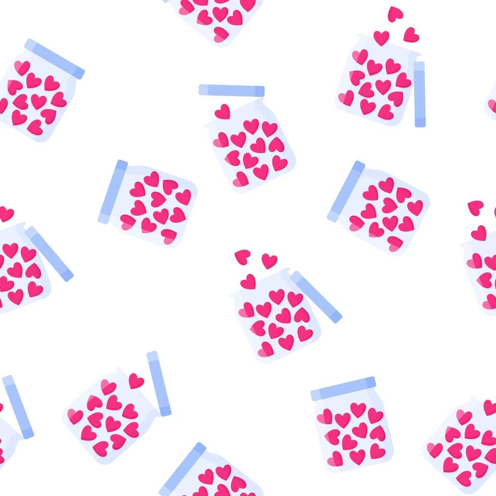 Seamless pattern di barattolo di dolci a forma di cuore per il matrimonio o il giorno di San Valentino. vettore