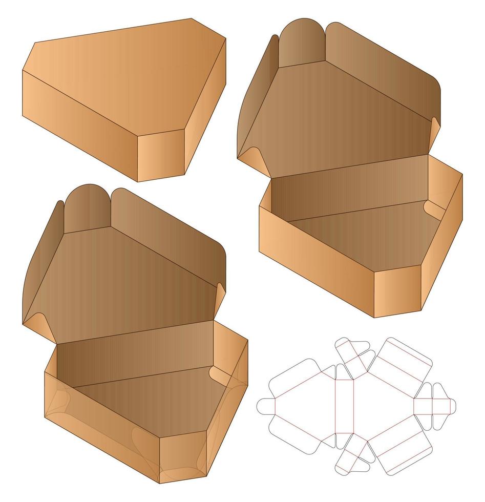 disegno del modello fustellato di imballaggio della scatola. Modello 3d vettore