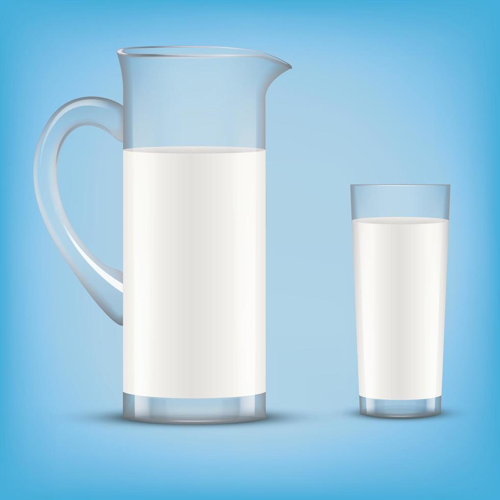 bottiglia di latte e bicchiere di latte su sfondo isolato. vettoriale eps 10