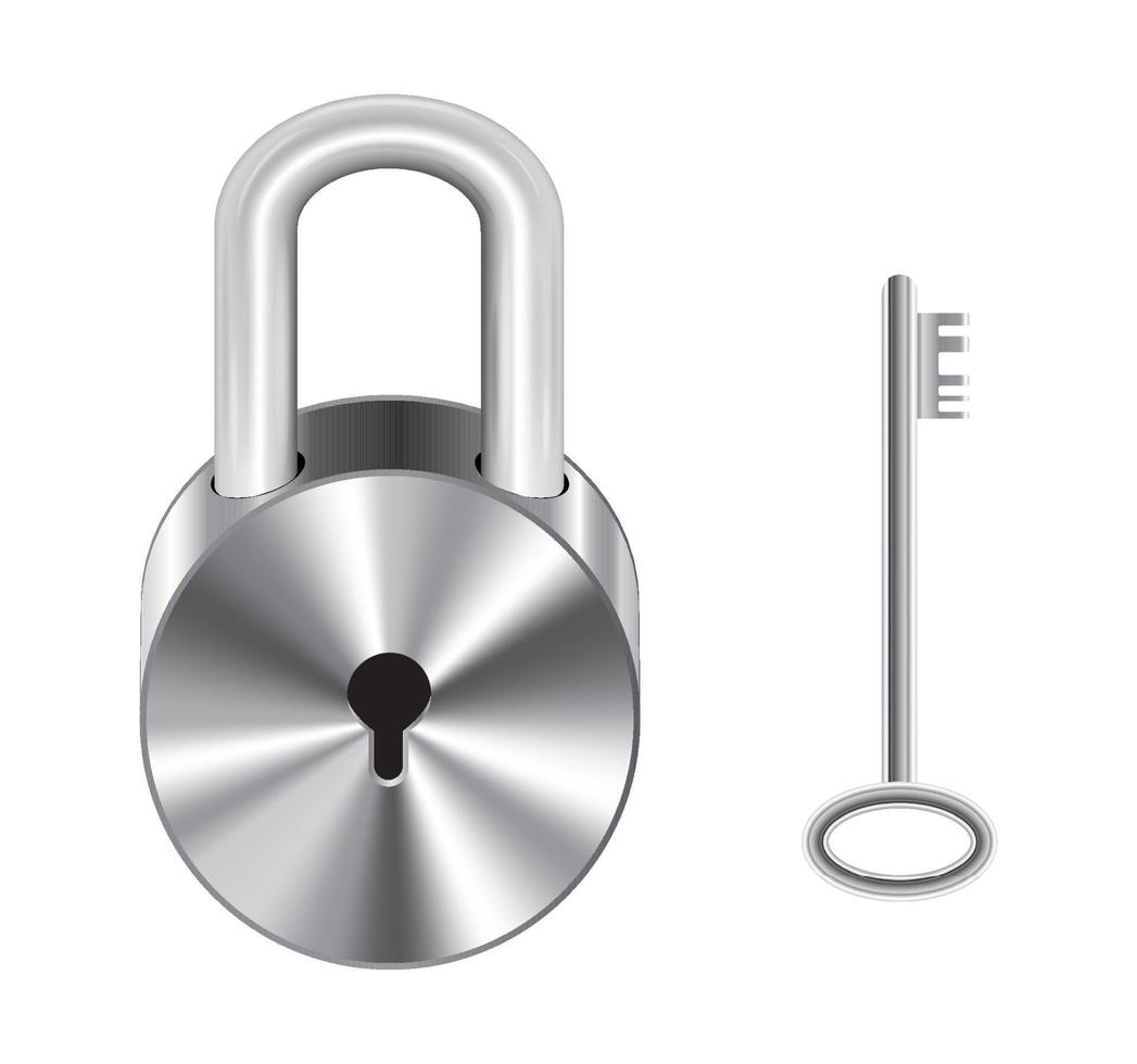 serratura a chiave principale in acciaio di forma rotonda e chiave in acciaio vettore