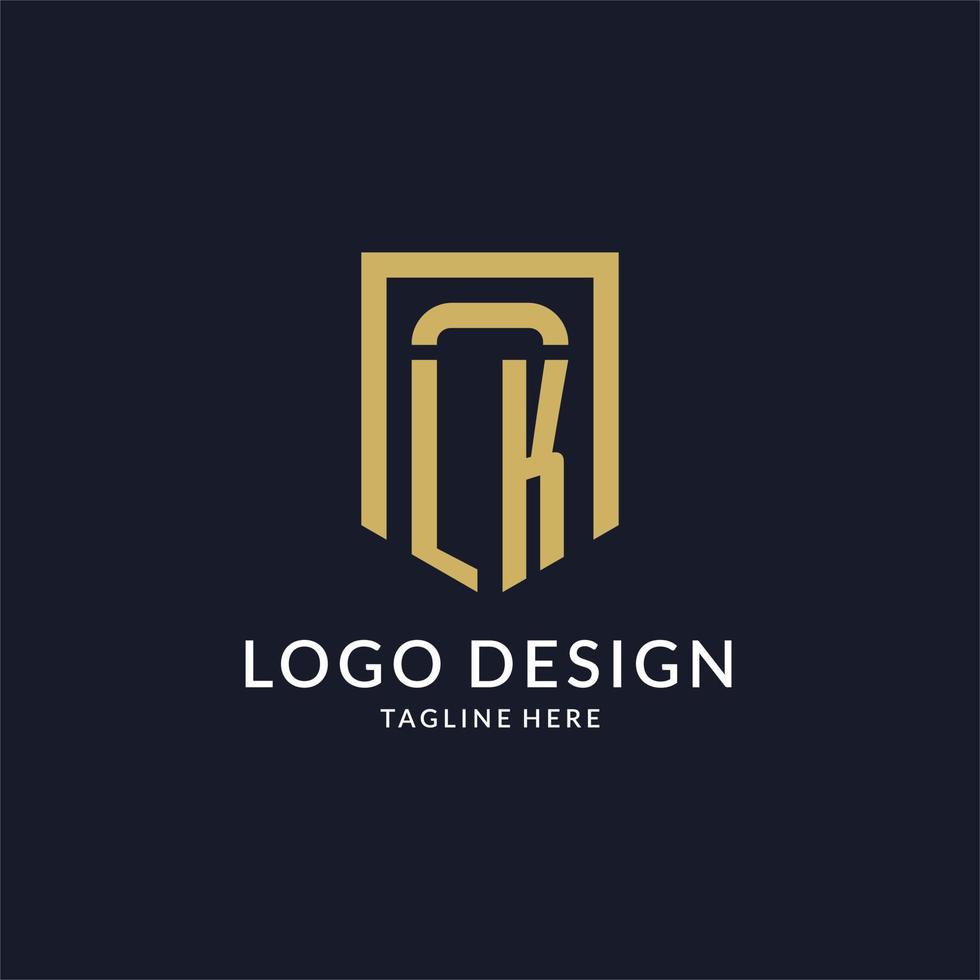 lk logo iniziale con geometrico scudo forma design stile vettore