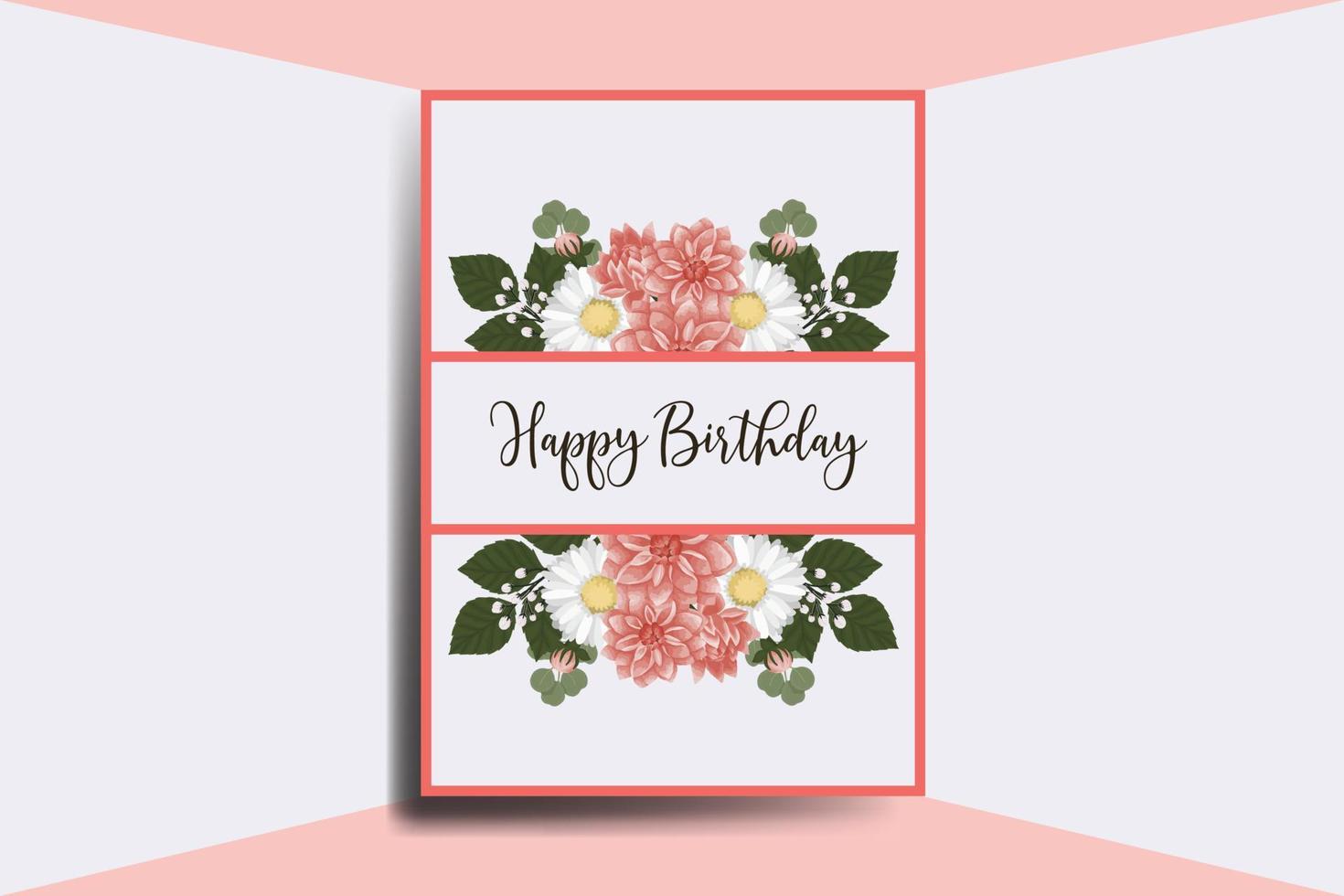 saluto carta compleanno carta digitale acquerello mano disegnato dalia fiore design modello vettore