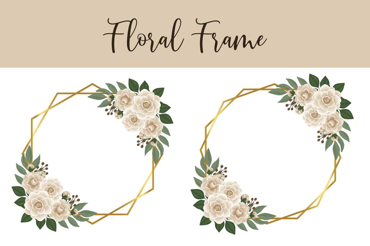 floreale telaio camelia fiore design modello, digitale acquerello mano disegnato vettore