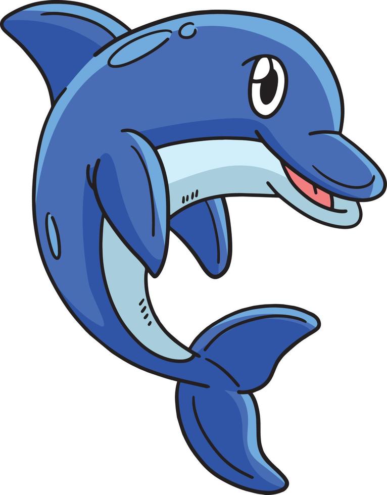 illustrazione clipart colorata del fumetto del delfino vettore