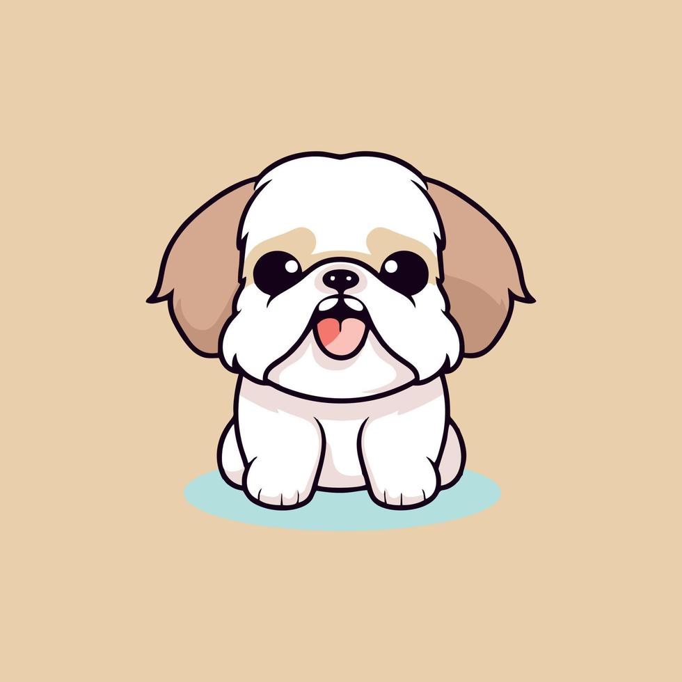 carino cane cucciolo chibi portafortuna vettore cartone animato stile