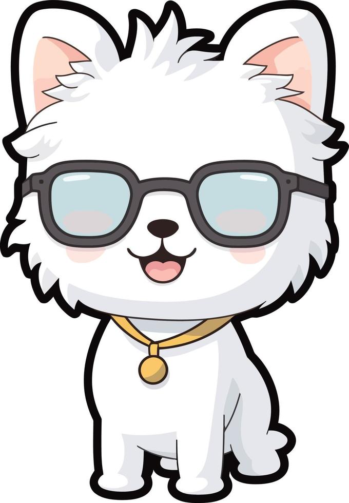 carino cane cucciolo chibi portafortuna vettore cartone animato stile