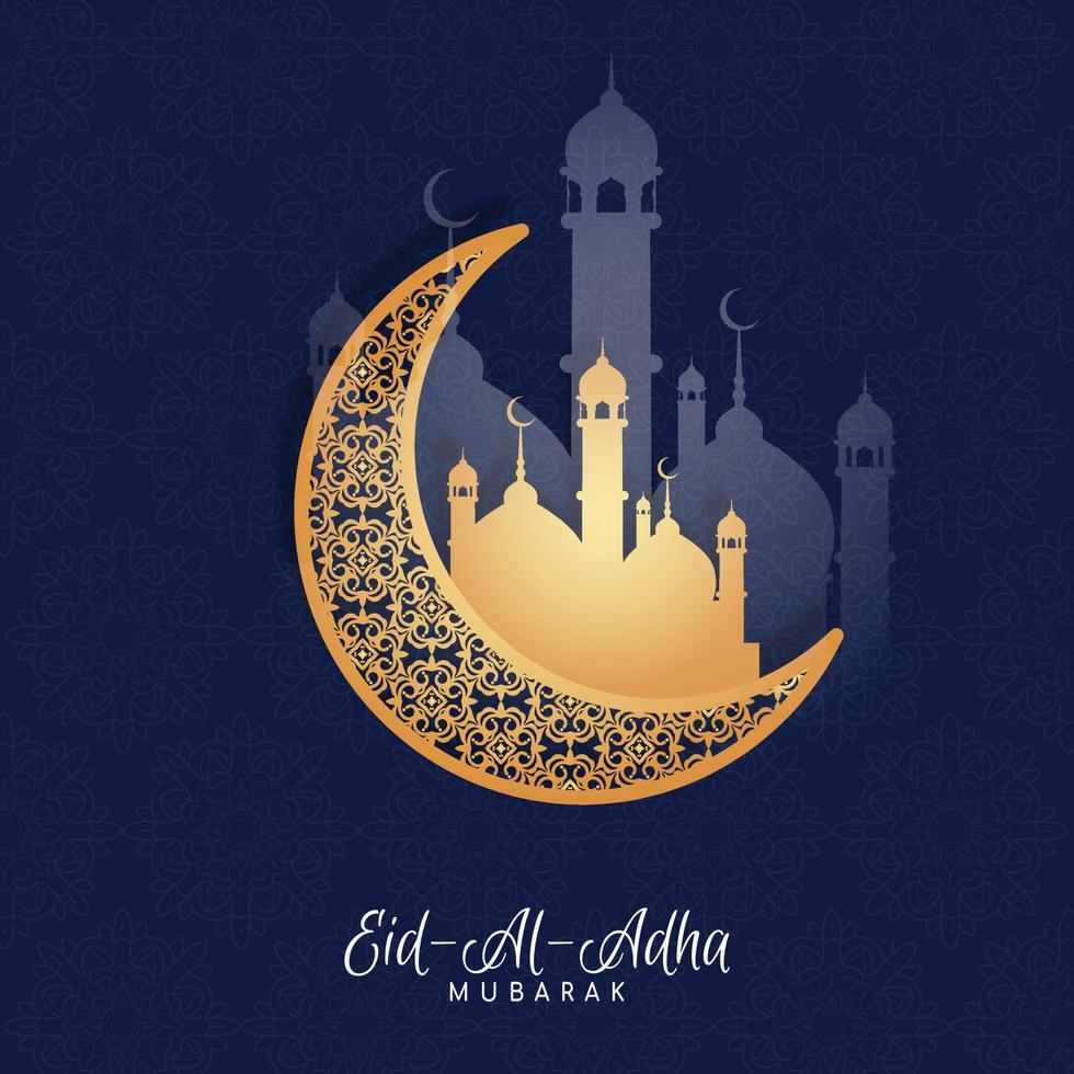 eid mubarak sociale media inviare disegno., eid mubarak blu lusso islamico sfondo con decorativo ornamento vettore
