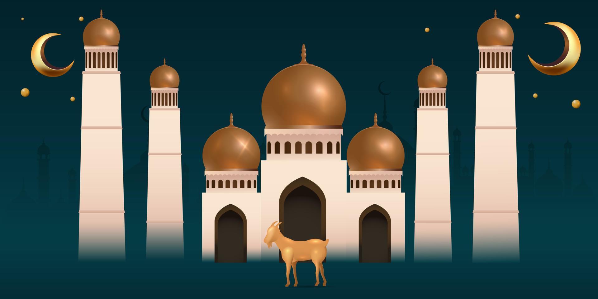 eid al adha mubarak il celebrazione di musulmano Comunità Festival sfondo disegno.vettore illustrazione vettore