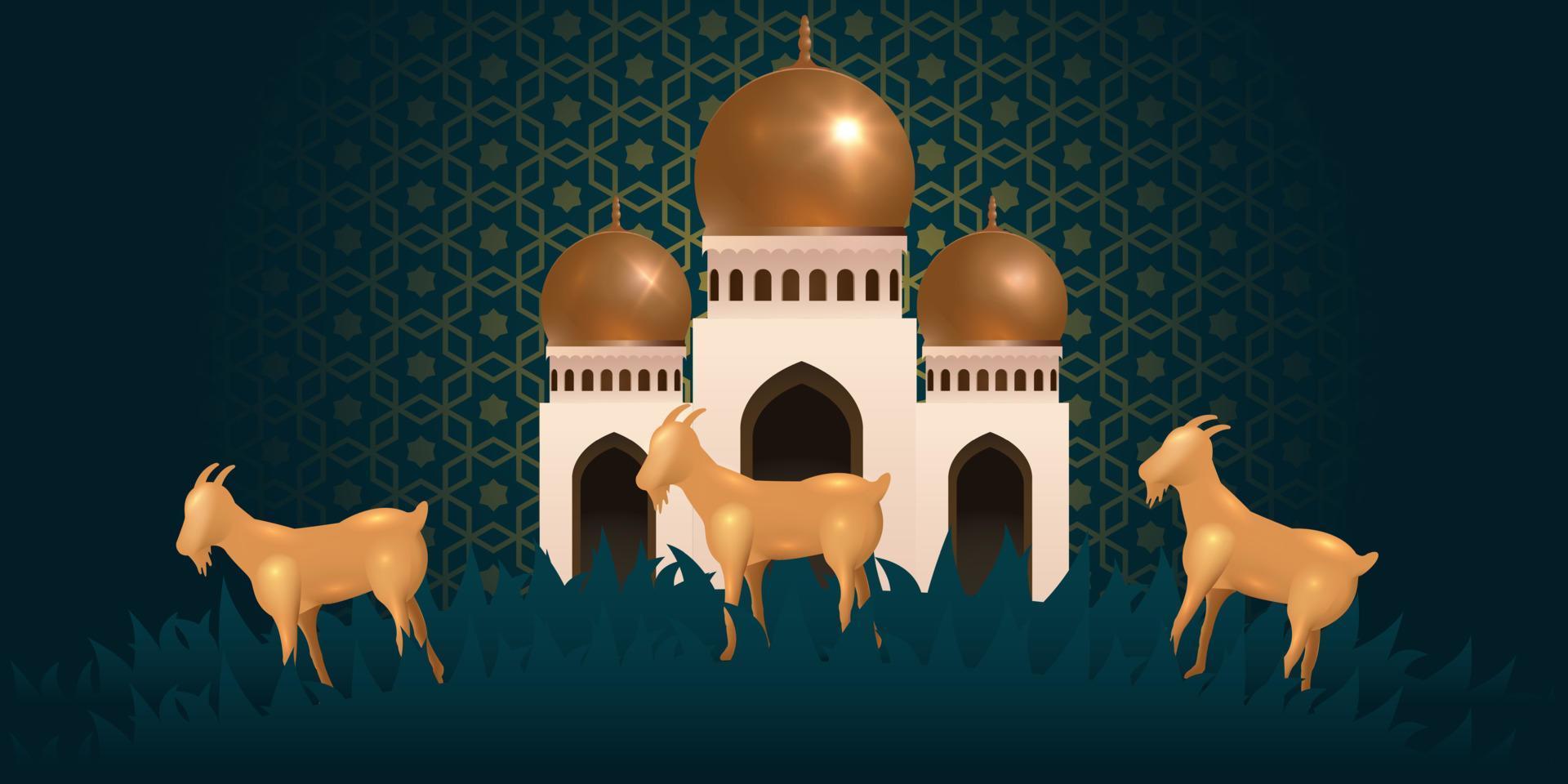 eid al adha mubarak il celebrazione di musulmano Comunità Festival sfondo disegno.vettore illustrazione vettore