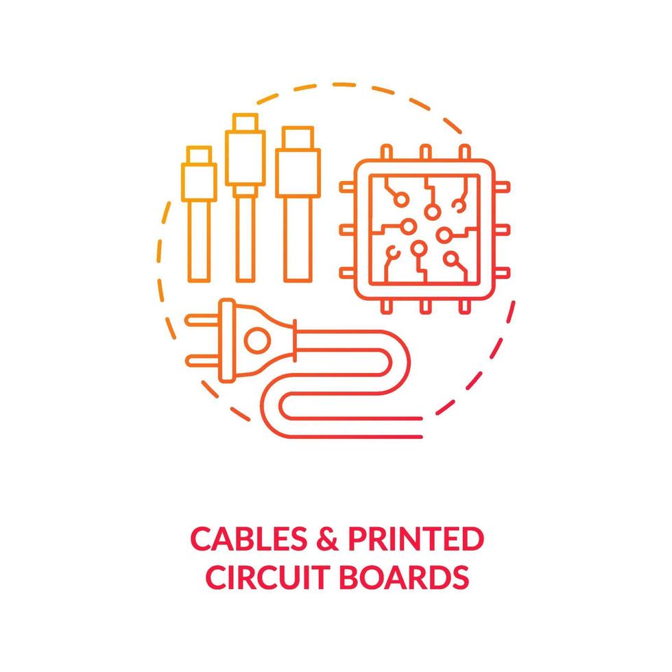 icona del concetto di cavi e circuiti stampati vettore