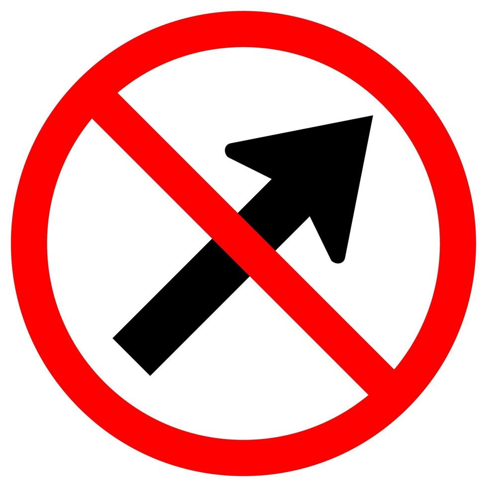 vietare andare a destra dal segno del simbolo del traffico stradale freccia vettore