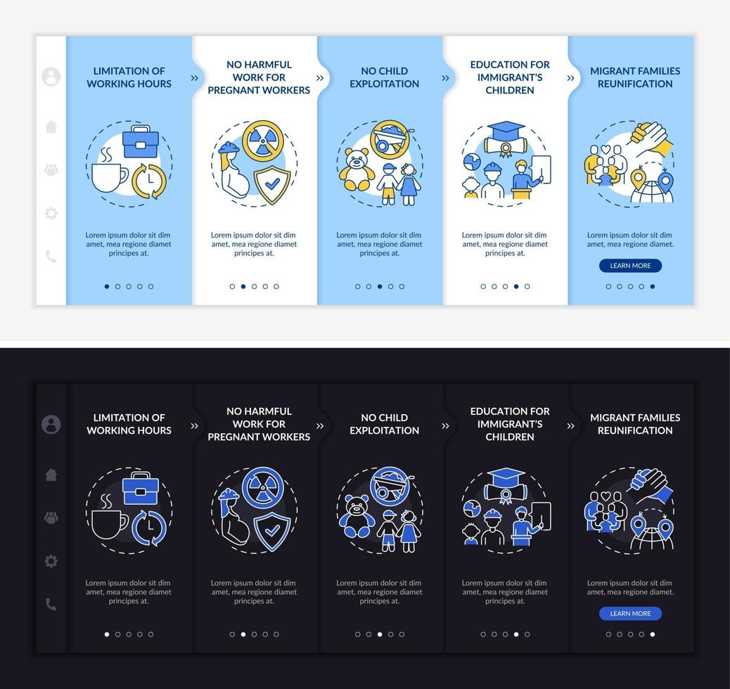 modello di vettore di onboarding dei diritti dei lavoratori immigrati