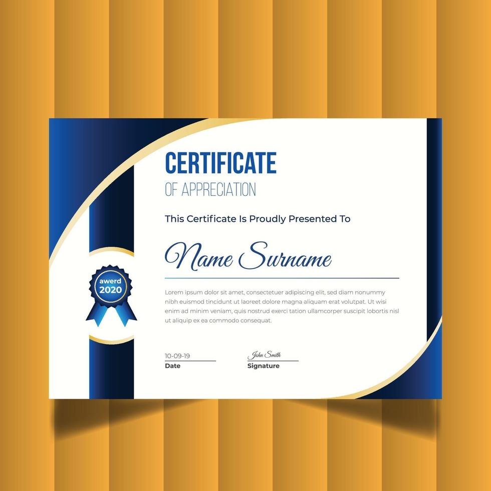 moderno certificato creativo di apprezzamento. modello di progettazione del certificato vettore