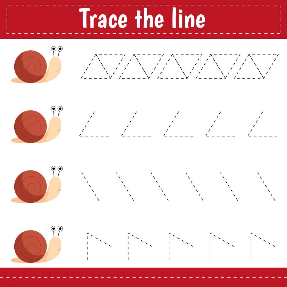 foglio di pratica della scrittura a mano. gioco educativo per bambini, foglio di lavoro stampabile per bambini. traccia la linea vettore